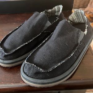 Men’s Sanuk Vagabond St Hemp Slip On Shoes in Black, Sz 10